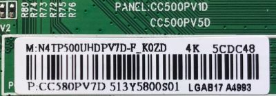 KIT DE TARJETAS PARA TV JVC·ROKU TV 4K UHD SMART TV / NUMERO DE PARTE MAIN MS16010-ZC01-01 / 2E01413C0 / 4600039 / T-CON 513Y5800S01 / CC580PV7D / TP5000UHDPV7D / CC500PV1D / FUENTE TV6505-ZC02-01 / E021M315-X2 / PANEL CC580PV7D / MODELO LT-58MAW705 - Imagen 2